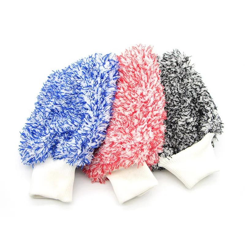 

Soft Microfiber 5 Finger Plush Gloves Car Cleaning Sponge High Absorbent Colorful Auto Washing Glove Tools