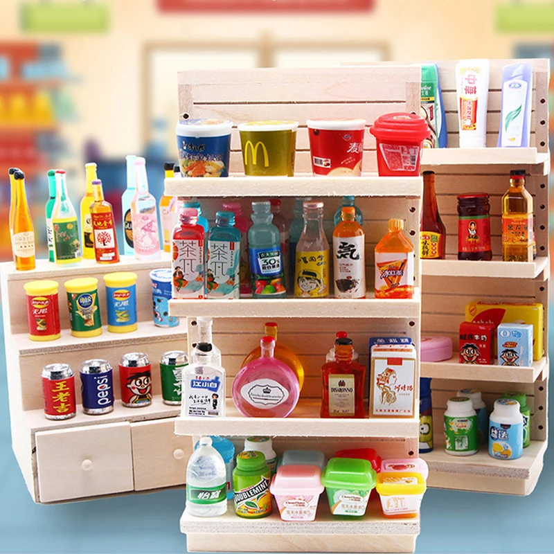 

1:12 Dollhouse Miniature Wooden Display Stand 4-layer Display Rack Storage Shelf Mini Furniture Model Supermarket Scene Decor