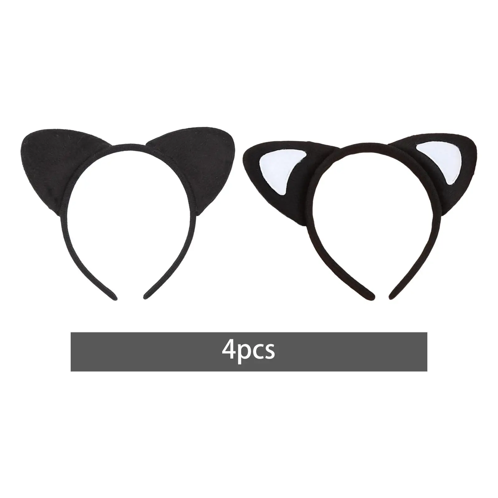 

4x Cat Ear Headband Lovely Hair Hoop, Hairband Animal Hair Band Plush Headwear for Birthday Party Supply Masquerade