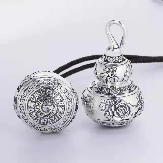 

National Trend National Style Peony Gourd Pendant Men's Retro Gossip Necklace Hollow Open Couple Pendant Jewelry Accessories