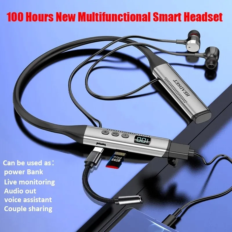 

100-hour wireless bluetooth headset live monitor supports TF card multi-function singing digital noise reduction sports headset