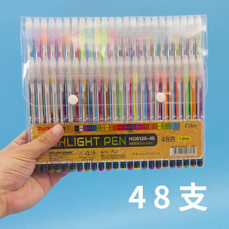 

48 Colors Flash Pen Fluorescent Pen Marking Set, Cheap High Gloss Cute, Korean Version, Color Neutral Note Number Hand Pen