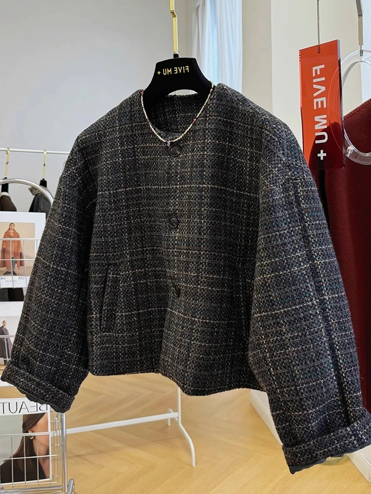 Chubby Girl Extra Large вес 50 00 кг изящная твидовая короткая шерстяная куртка во