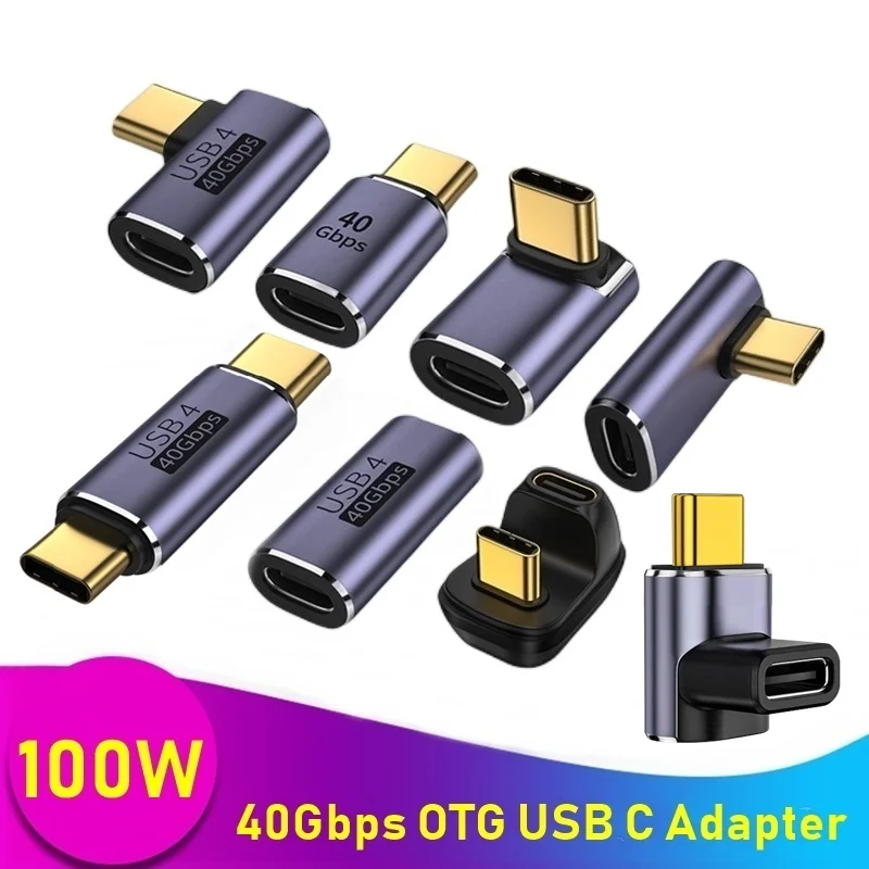 

100W USB C OTG Adapter Fast USB C 4.0 to Type C Adapter for Macbook Xiaomi Samsung 6K 80Hz USB Adapter Type-C Cable Converter