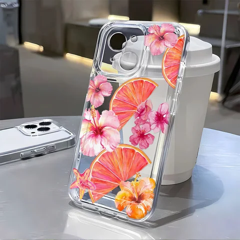 Прозрачный чехол для телефона iPhone 16 15 Pro Max 16E 14 13 12 Mini 11 XS MAX X XR 7 8 Plus SE 2022, чехол для телефона с летними цветами