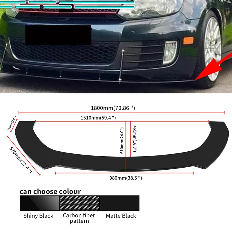

3PCS Universal Car Front Bumper Lip Splitter Fins Body Spoiler Chin For For BMW F30 F80 M3 F82 M4 3 320i 325i 330i 335i 340i