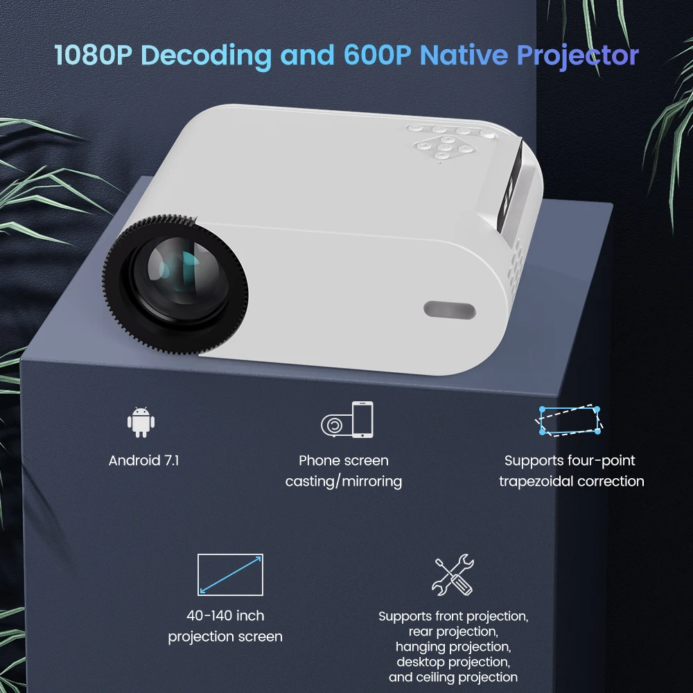 

X5 Projector Android 7.1 Portable Home TheaTer 1080P Video Bluetooth WiFi LCD With Digital Zoom Mobile Phone Beam
