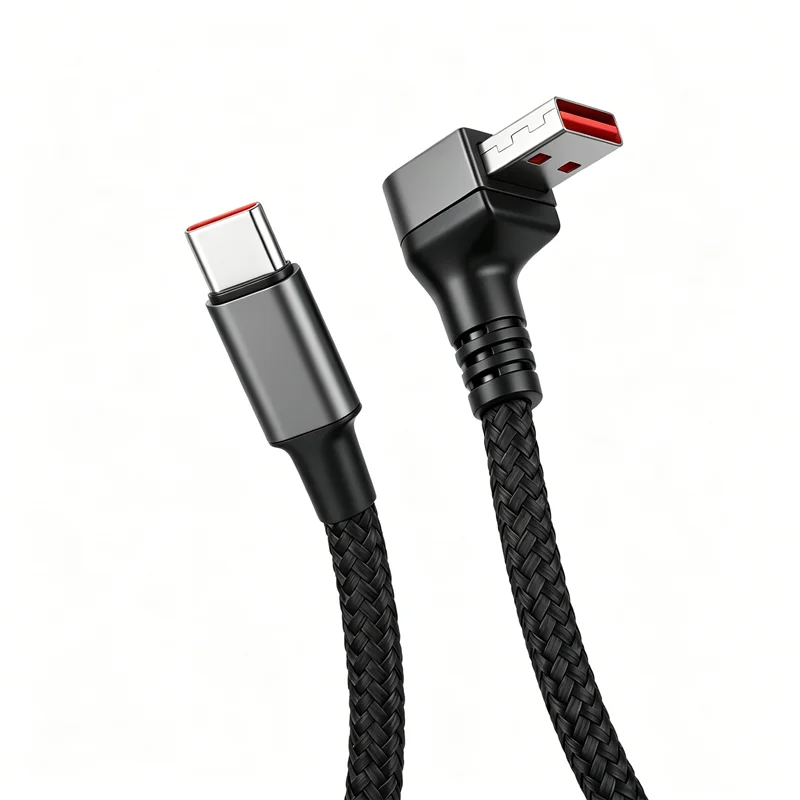 Фото Кабель USB A - Type C с угловым разъемом 90 градусов, 100 Вт, 4А, быстрая зарядка, 0.25м/0.5м/1м/2м, PD, для iPhone, Samsung, Xiaomi, Macbook №2