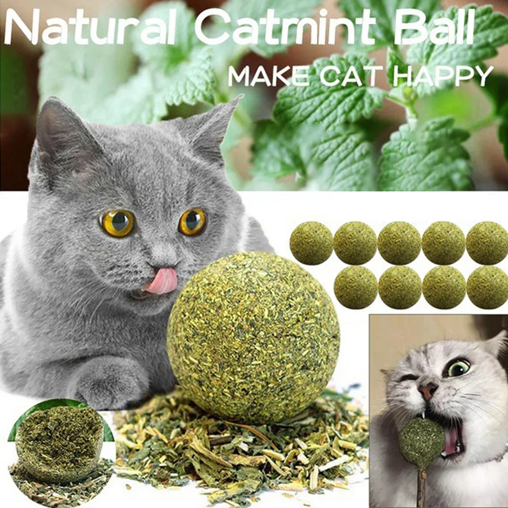 

Hot Pet Cat Catnip Toys Edible Catnip Ball Safety Healthy Cat Mint Cats Home Chasing Game Toy Products Clean Teeth The Stomach