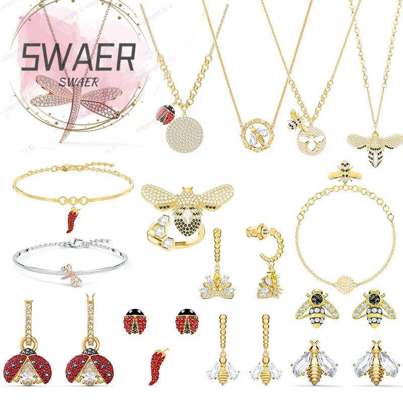 

Swars Trend Women'S Jewelry Austrian Crystal Jewelry Bee Dragonfly Necklace Bracelet Necklace Earrings Set Women'S Party