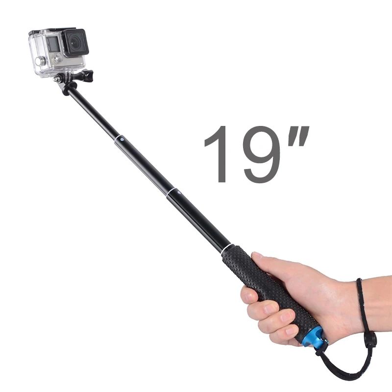 

19 inch Monopod Portable Extend Pole Selfie Stick for GoPro Hero 11 10 9 8 7 6 5 Sjcam Xiaomi Eken DJI Action Cam Accessory