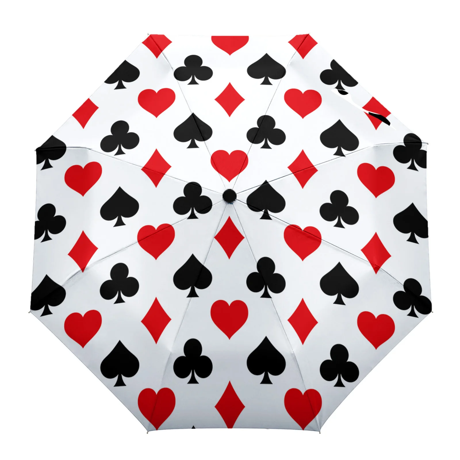 

Squares Spades Hearts Poker Plaid Rain Umbrella Folding Sun Umbrella Outdoor Sunscreen Anti-UV Parasol Female Male Umbrellas