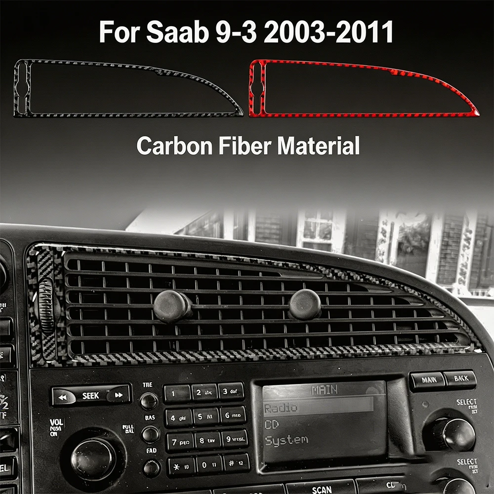 Фото Для Saab 9-3 2003-2011: накладка на верхнюю центральную решетку воздуховода, карбоновая наклейка, декоративное оформление интерьера, автоаксессуары №1