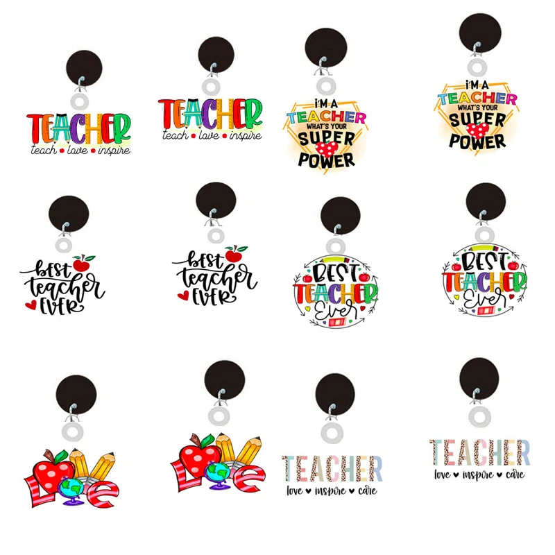 

Cartoon Teacher Acrylic Charms Drop Earring Epoxy Apple Love Best Teacher Life Acrylic Earrings For Women Jewelry Gift