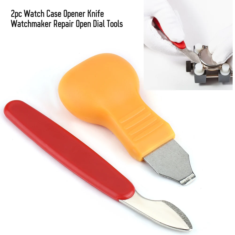 

2Pc Watch Back Case Cover Opener Remover Battery Change Plastic Stainless Steel Pry Knife Watch Dial Repair Tool for Watchmaker