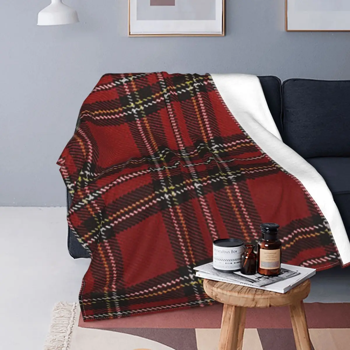 

Plaid Retro Blanket Fleece Winter Red Christmas Multi-function Ultra-Soft Throw Blanket for Bed Car Bedding Throws