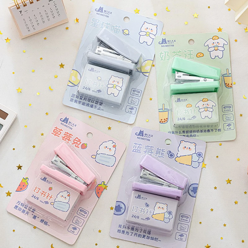 

Cute Cartoon Animals Mini Metal Stapler Set With 400PCS No.12 Staples Binding Tools Stationery Office School Student Supplies