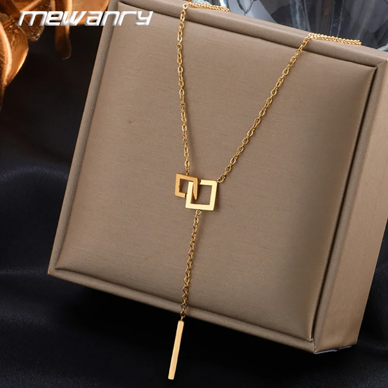 Mewanry 316L нержавеющая сталь полые геометрические ожерелья для женщин пары модные элегантные кисточки подвеска Свадебные ювелирные изделия для невесты