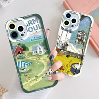garden scenery phone case for iphone 11 pro max 13 12 mini 7 8 plus se 2020 2022 xs x xr transparent soft tpu camera protection