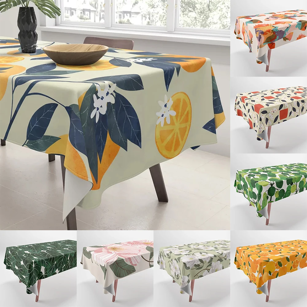 

Abstract Botanical Pattern Printed Tablecloth Home Decor Rectangular Party Tablecloth Stain Resistant Tablecloth Dust Cloth