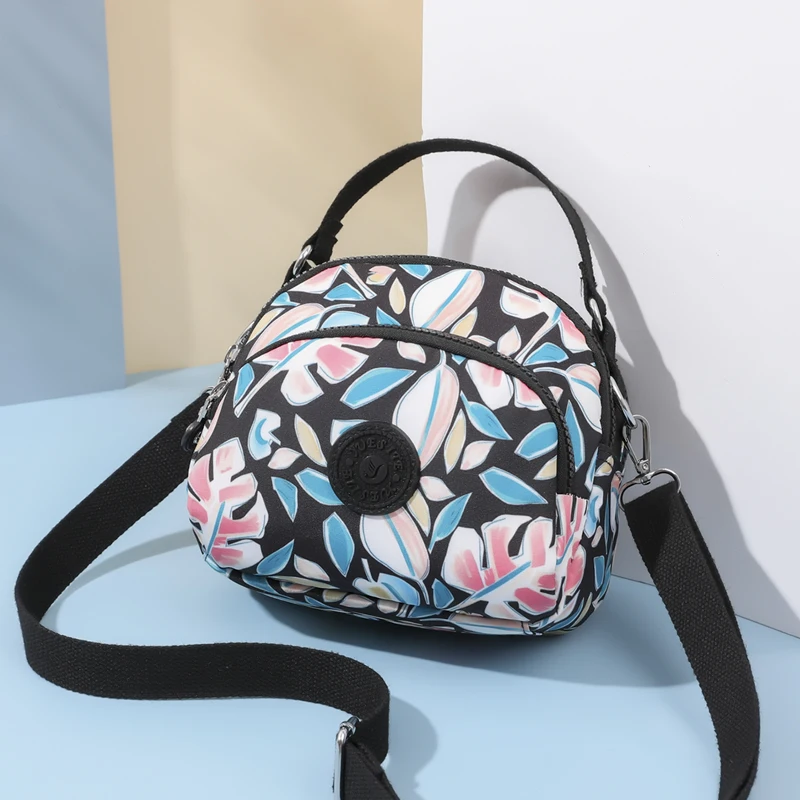 Small Oxford Handbag Fashion Shoulder Bags for Ladies Waterproof Multi Pocket Crossbody Bags Women Round Mobile Phone Bag Cloth