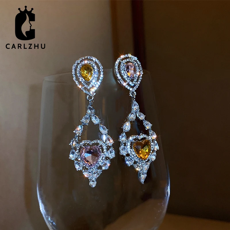 

Роскошные блестящие серьги в форме капли Стразы с кристаллами для женщин, крупные Висячие серьги для свадеб вечерние Ринок, ювелирные издел...