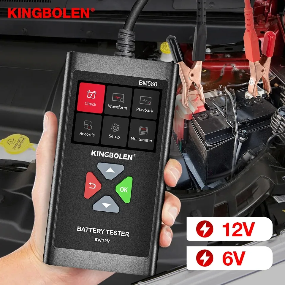 Фото Тестер автомобильных аккумуляторов KINGBOLEN BM580 12В/6В, тестер цепи CCA, инструмент для проверки пускового тока и зарядки, анализатор автомобильных аккумуляторов BM550, Kw208 №1