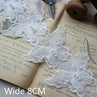 new arrivals 3d organza embroidery beaded butterfly lace patches diy kids skirts handcrafts appliques handbags tiara decorations