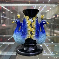 cs57 double peacock resin figurine statue sculpture crystal ball base sphere display stand office home decoration perfect gift