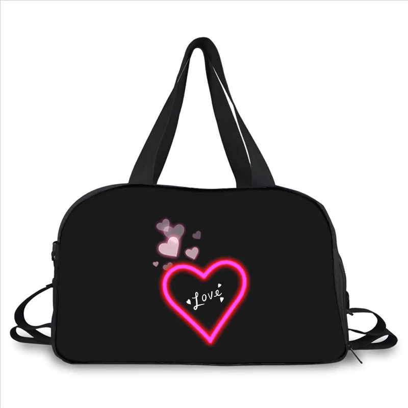 Love Heart colourful rose 3D printing fashion trend portable large capacity multi-function messenger bag travel bag