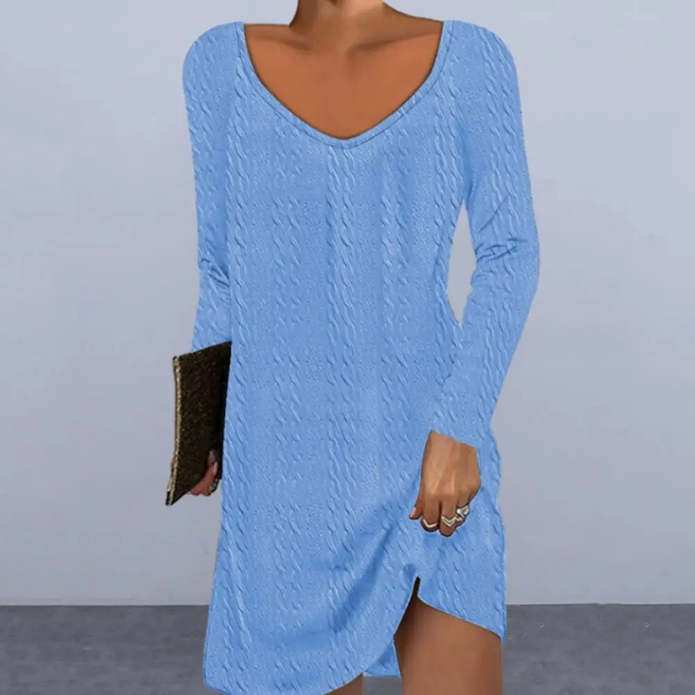 

Платье-мини женское однотонное с V-образным вырезом, на весну/осень