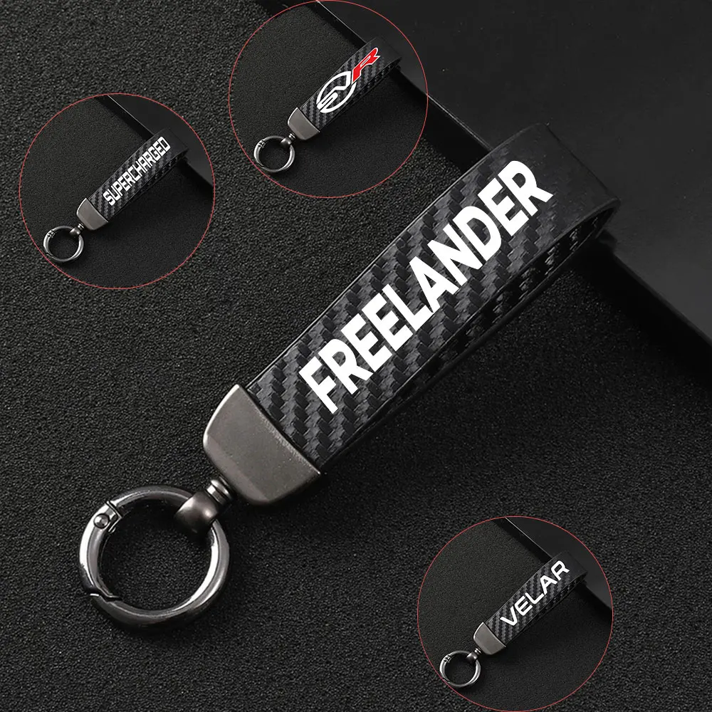 

For Land Rover Freelander SUPERCHARGED SVR Velar Car Key Chain Carbon Fiber Metal Style Key Rings Holder Bag Auto Accessories