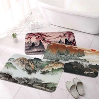 chinese landscape painting printed flannel floor mat bathroom decor carpet non slip for living room kitchen welcome doormat
