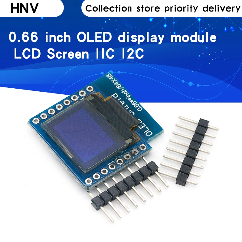

10PCS 0.66 inch OLED Display Module for WEMOS D1 MINI ESP32 Module Arduino AVR STM32 64x48 0.66" LCD Screen IIC I2C OLED