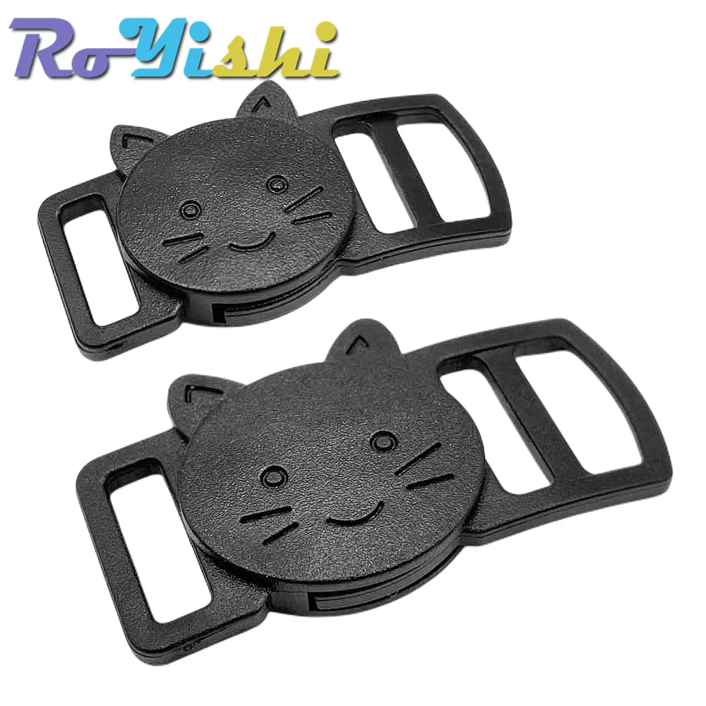 

10Pcs/Pack 3/8"(10mm) Plastic Curved Cat-Head Safty Breakaway Buckle Black Cat Collar Paracord Webbing Apparel Accessories