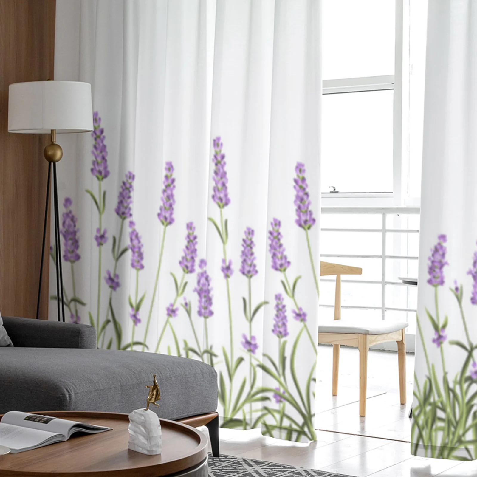 Фиолетовые Лавандовые цветы прозрачные шторы для гостиной спальни тюлевые