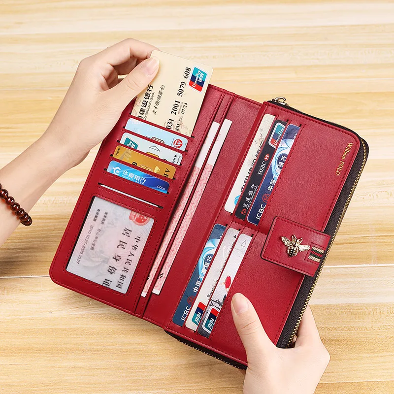 Женский модный кошелек с принтом Женская длинная сумка из воловьей кожи Все в