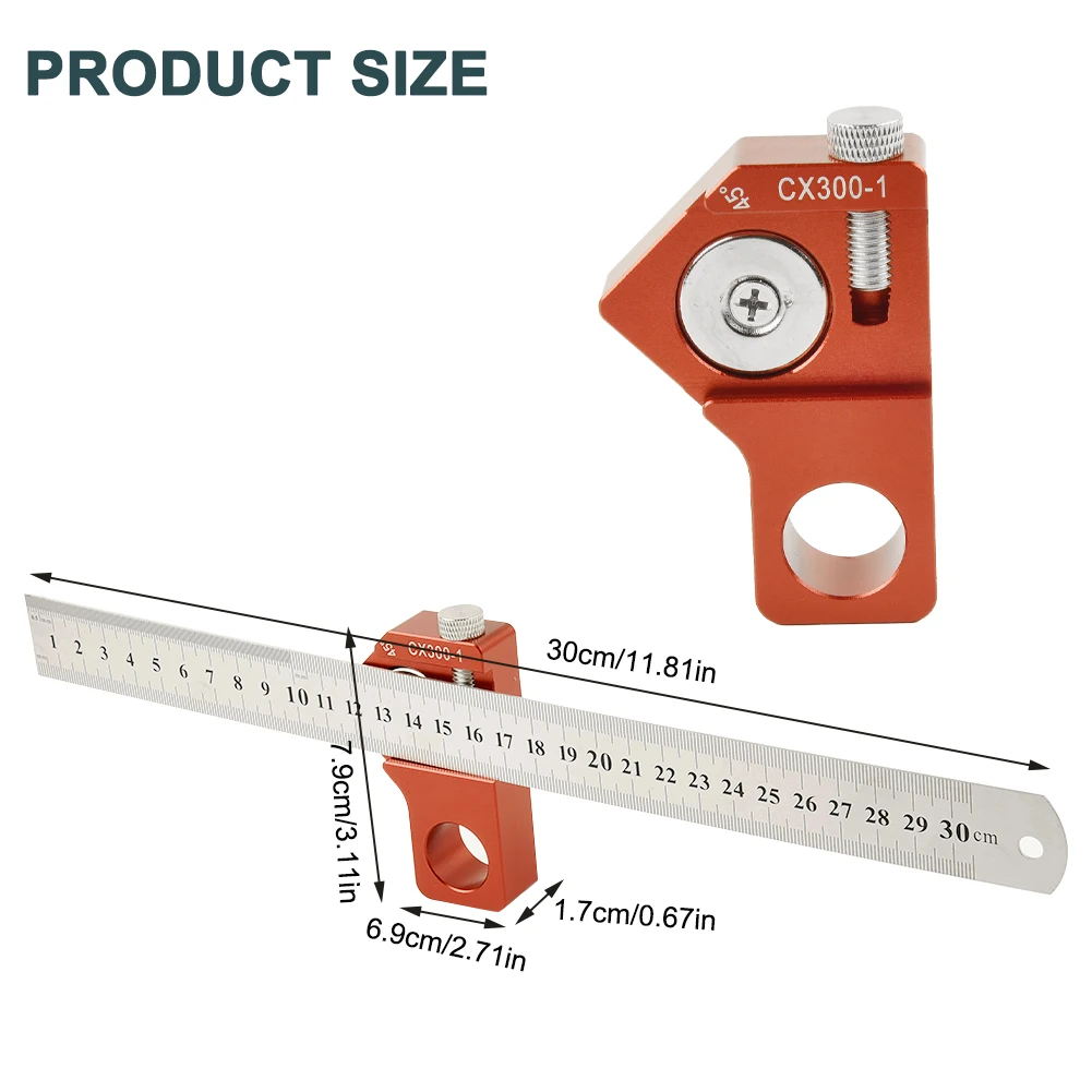 

Adjustable Woodworking Carpentry Ruler 45 Degree Angle Scribe Carpenter Gauge Ruler Scriber Line Marking Gauge For Ruler Locator