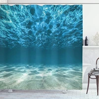 ivory blue ocean shower curtain gravelly bottom wavy surface tropical seascape abyss underwater sunny day image cloth fabric