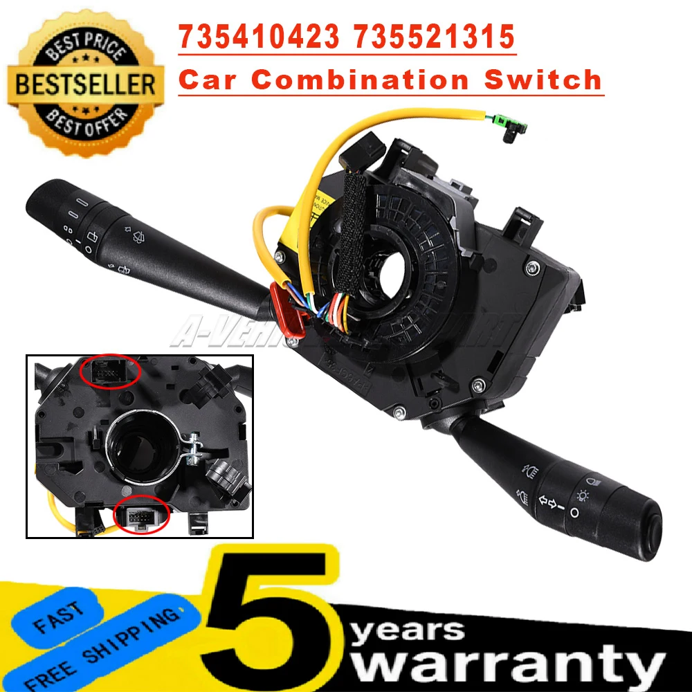 

735410423 735521315 для Fiat Grande Punto Evo, 1 шт., новая комбинация рулевой колонки, 12 контактов, черный переключатель 7355213150, автомобильные аксессуары