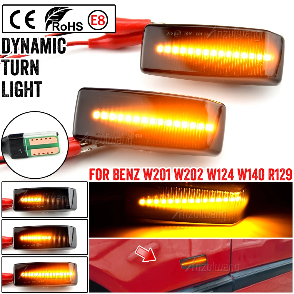 

Dynamic Flowing LED Side Marker Turn Signal Light For Mercedes For Benz C E S SL CLASS W201 190 W202 W124 W140 R129