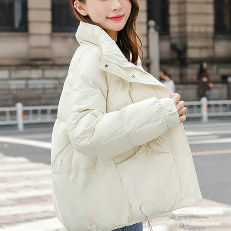 Зимнее пальто женское утолщенное свободное теплое короткие пуховики с