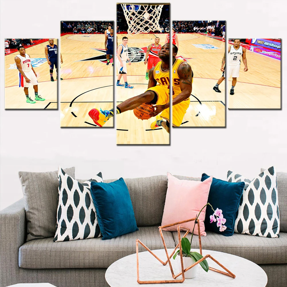 

Canvas Print Pictures Wall Art Framework 5 Pieces Famous Basketball Superstar Jason Interior Posters Decorative Wall Painting