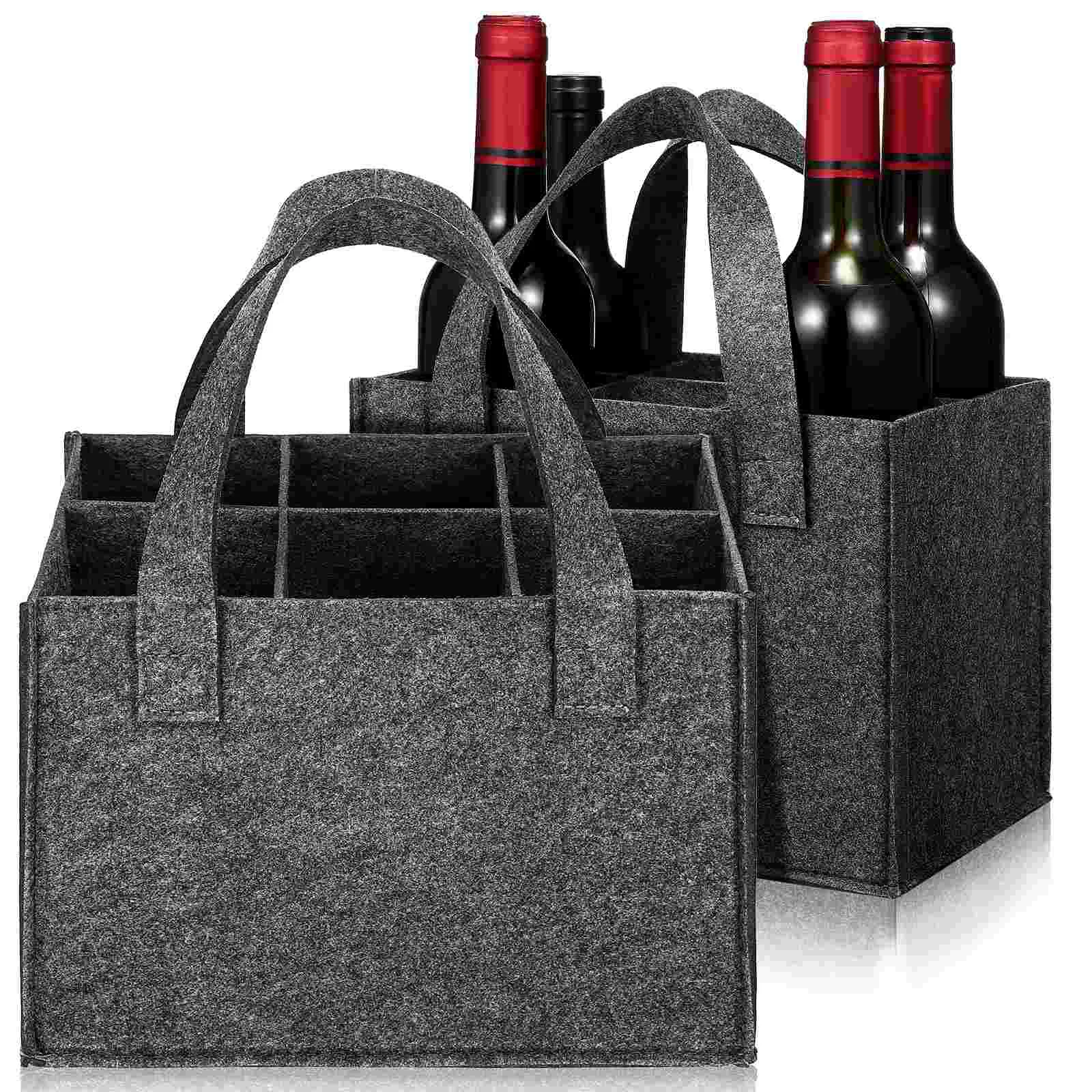 

Bag Bottle Carrier Totegift Felt Red Champagnebeer Storage Divider Bottles Carrying Pouches Retail Reusablefor Portable Travel