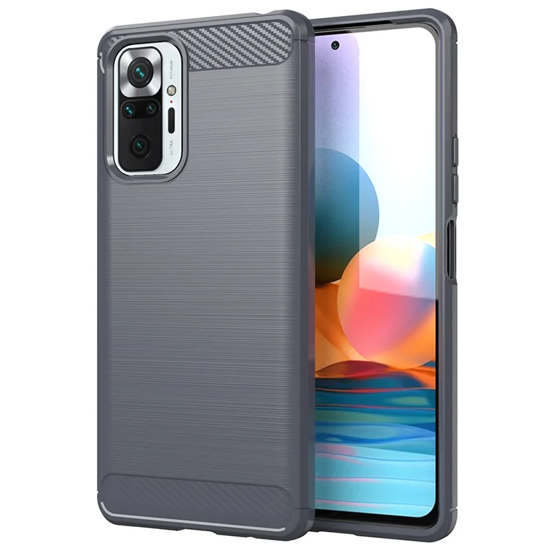 

Shockproof Silicone Case for Redmi Note 10 Pro Brushed Carbon Fiber Case for xiaomi redmi note10 pro Max Back Cover Coque Fundas