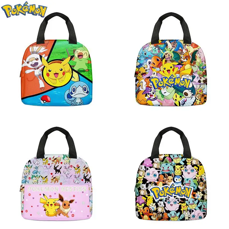 

Cute Pokemon Pikachu Jigglypuff Eevee Handbag Anime Kawaii Student Portable Keep Warm Bento Lunch Box Storage Bags Boy Gifts