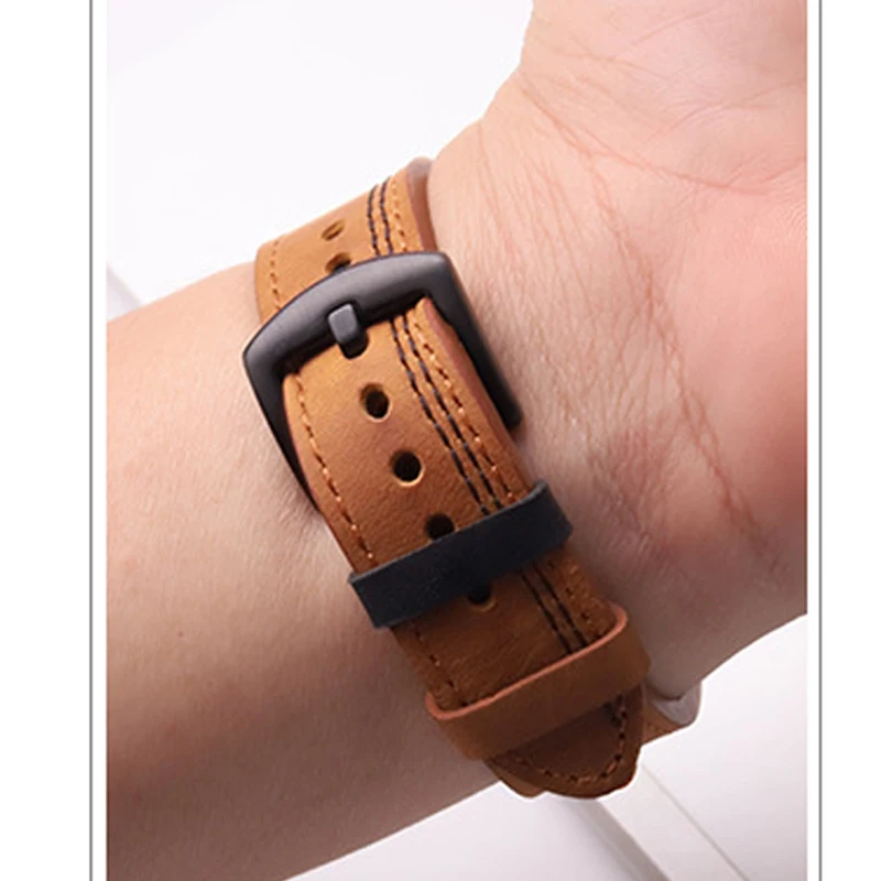 22mm for Huawei GT3/GT2 Retro Crazy Horse Leather Strap For Samsung galaxy watch 3  galaxy watch Leather Strap amazfit GTR 47mm