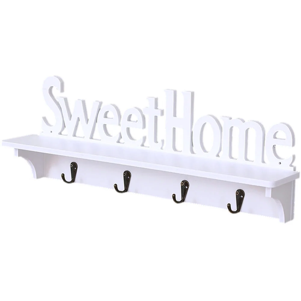 

Wall Rack Storage Shelf Mounted Hooks Coat Key Shelves Floating Hanging Holder Organizer Hook Hanger White Home Mount Farmhouse