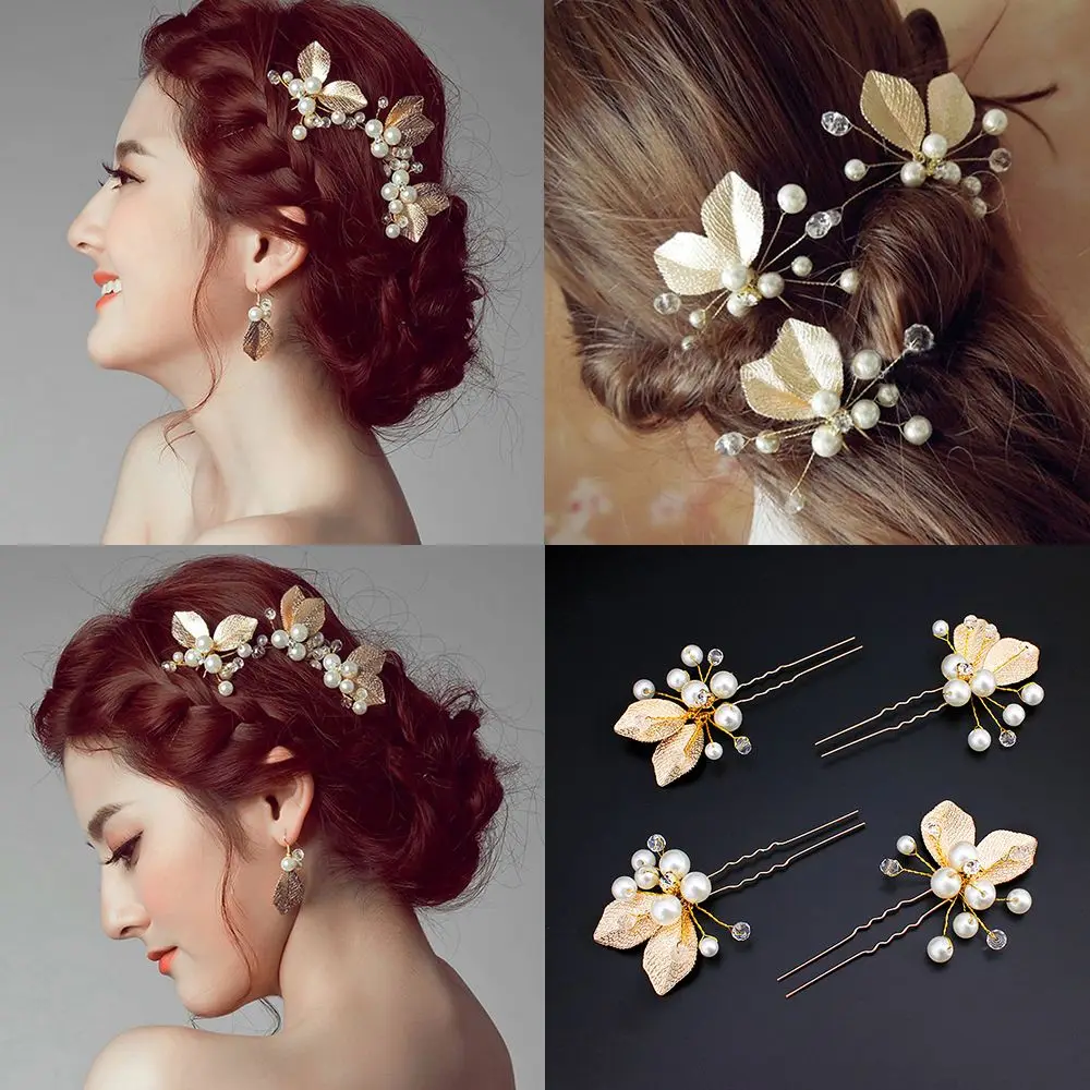 

1/2PCS Bridal Pearl Rhinestone Hair Clips For Women Girls Hairpins Gold Silver Bridesmaid Hair Jewelry Wedding Hair Accessories
