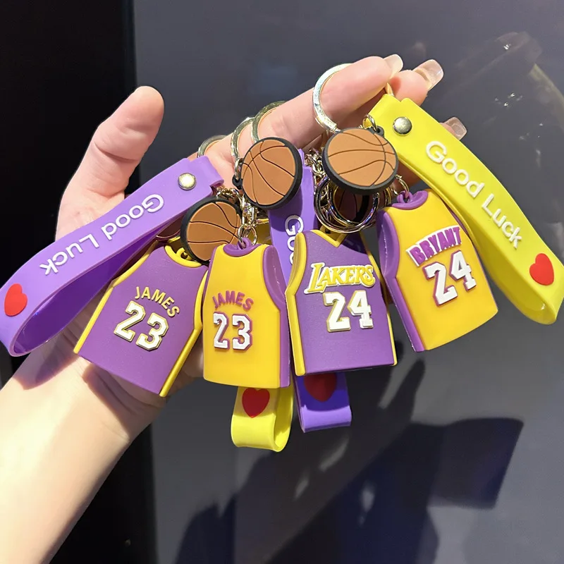 

Pvc Doll Cartoon Basketball Star Jersey Key Chains Silicone Car Key Chain Kids Bag Pendant Keyring Friends Gift Keychain Charms